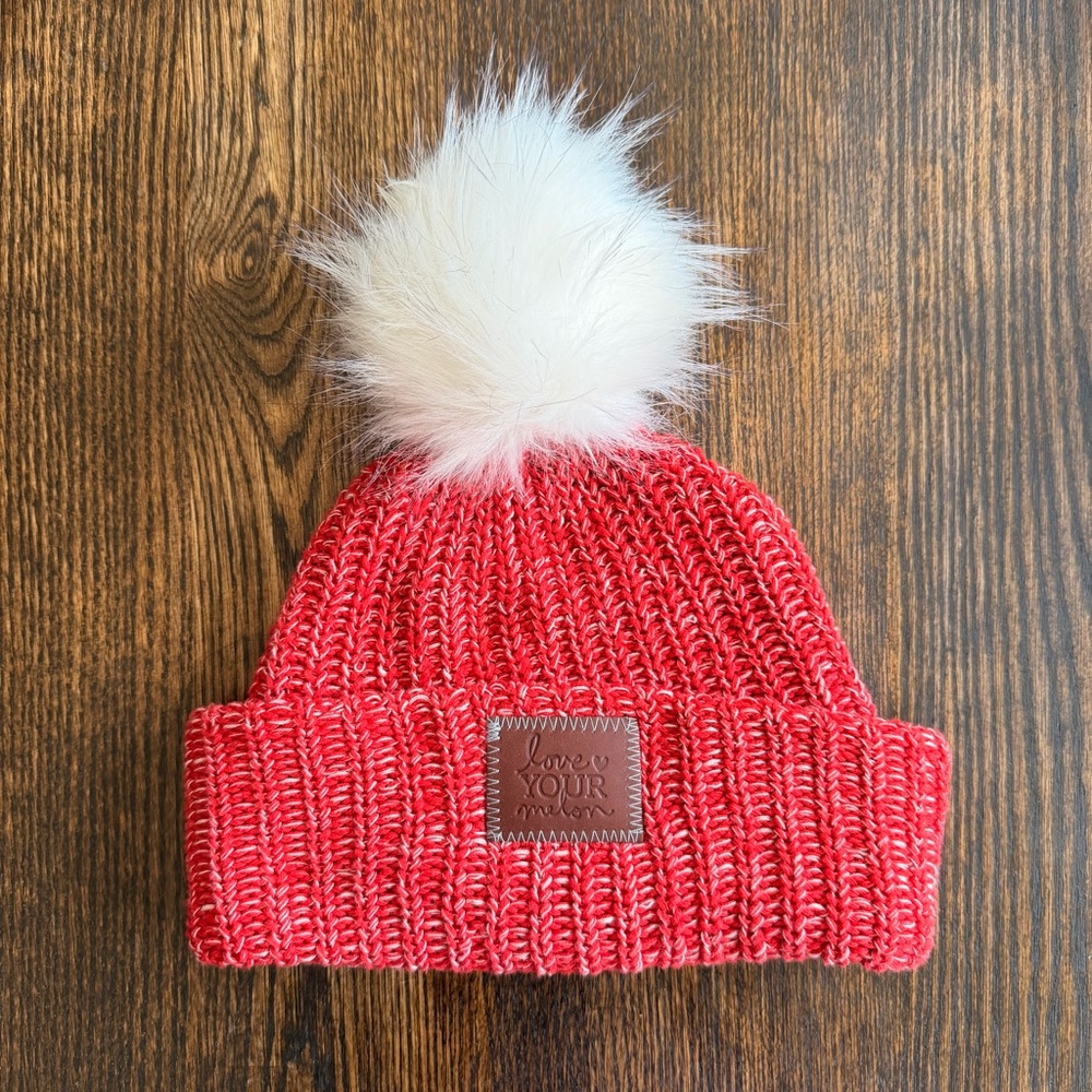Love Your Melon Red Rollup White Pom Made in USA